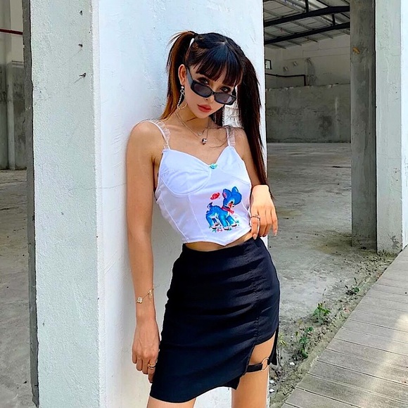 White baby deer cropped corset top - Picture 6 of 13